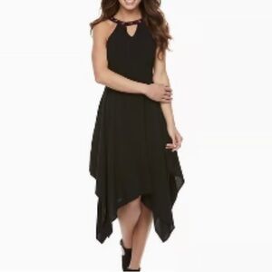 Candie's Solid Handkerchief Hem Halter Dress Black M